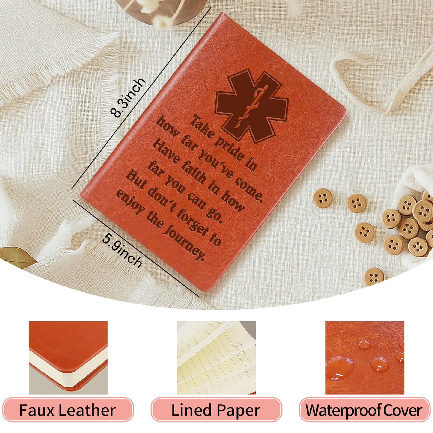 Nursing Student Gift Doctor Notebook Future Nurse Doctor Leather Notebook Emergency Nurse Medical School Graduation Gift Paramedic Gift (Take pride-Medical)