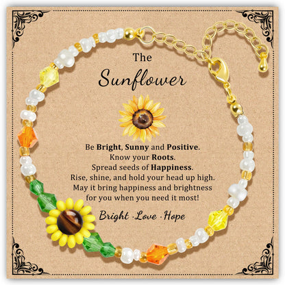 SmileBelle Protection Bracelets for Women, Pregnancy Gifts for Expecting Mom Sunflower Gifts for Women Black Tourmaline Bracelets as Healing Bracelet Sunflower Bracelet as Mother Day Gift