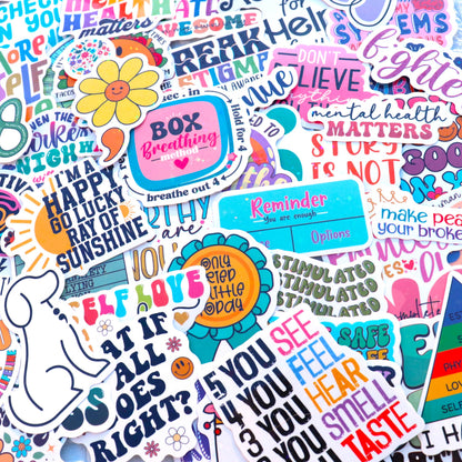 150 PCS Mental Health Matters by Puraesla - Stickers Pack for Journals, Laptops, Water Bottles, Therapist Office Decor, Counselor Office Must Haves, Positive Quote Decals for Mental Health Awareness