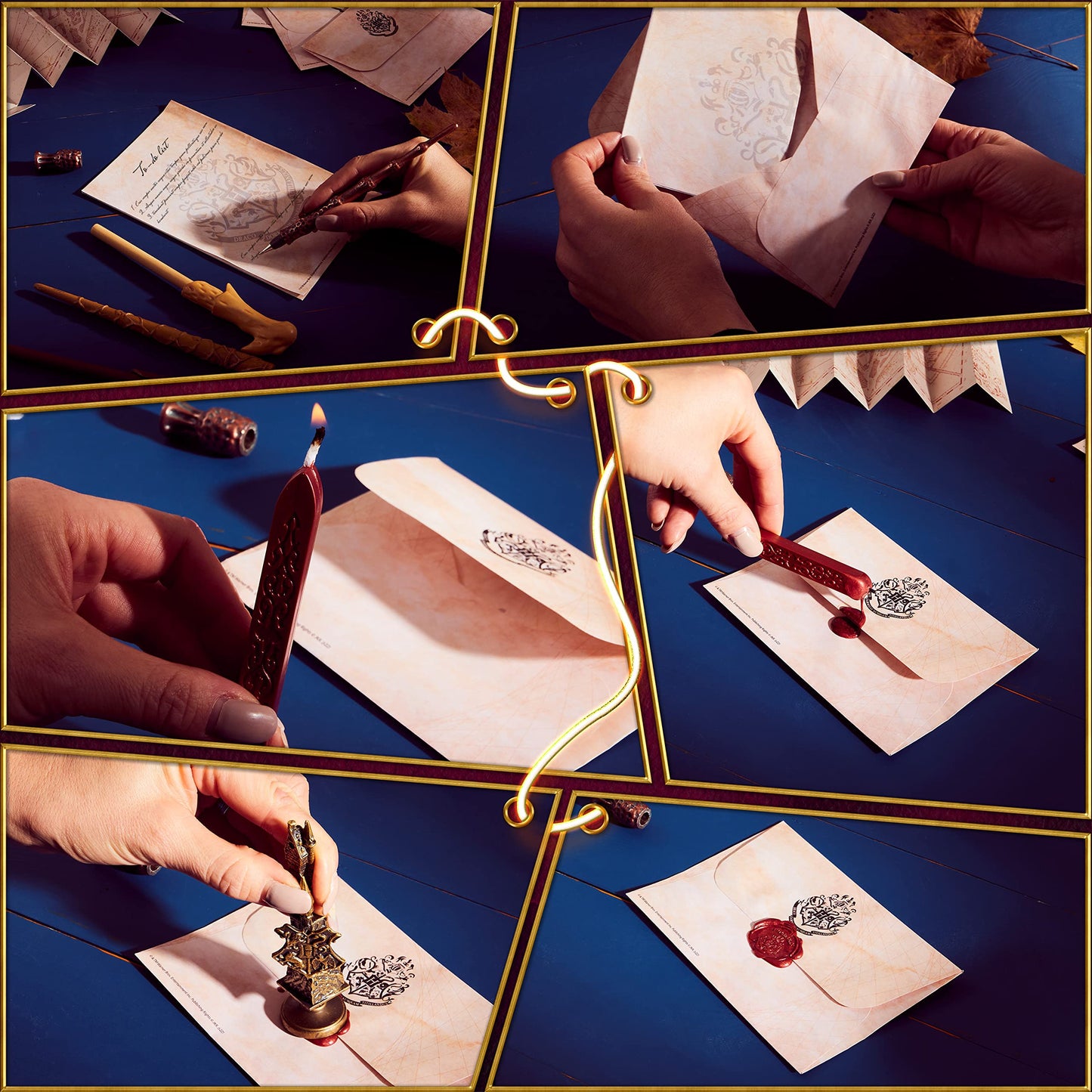 Harry Potter Gifts Writing Set with Wand Pens Stationery Box for Boys Girls Teens Kids Adults with Marauders Map Envelopes Paper Wax Stick Stamp