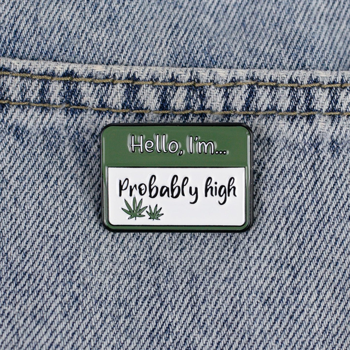 Hello I’m Probably High Enamel Pin, Stoner Cannabis Pin Brooch, Marijuana Smoker Badge Brooch, Smoking Weed Lapel Badges, Funny Gift For 420 Smoker Weed Lover, Blunt Addict Decorative Jewelry Accessories