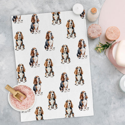 Basset Hound Dog Kitchen Dish Towels, Basset Hound Gifts for Women Hand Towels for Bathroom Kitchen Decor, Dog Lovers Mom Owner Gifts for Women, 16x24 Inches