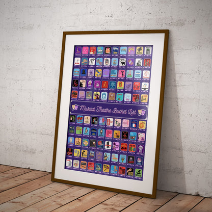 100 Musical Theater Shows Scratch Off Poster - Gift for Musical Theatre Fans & Broadway Lovers - 23"x17"
