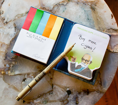 The Unemployed Philosophers Guild Freudian Slips Sticky Notes - Sigmund Freud Themed 3.25" by 4.25" Booklet with Self-Sticky Individual Notes Inside