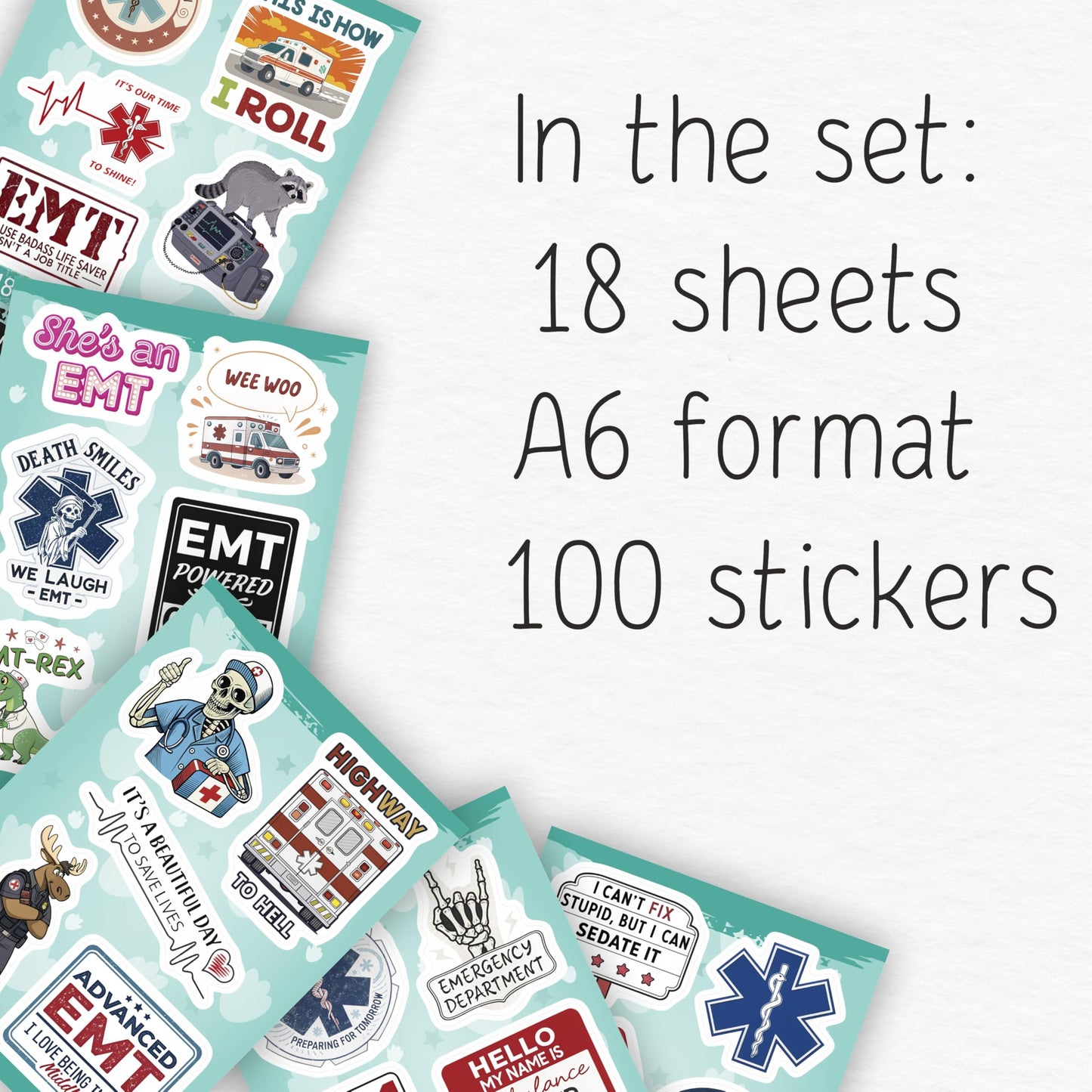 100Pcs Emergency Medical Technician Stickers for Water Bottle - Funny EMT Stickers and Decals - EMT Gifts, Party Decorations - Gift for Women & Men