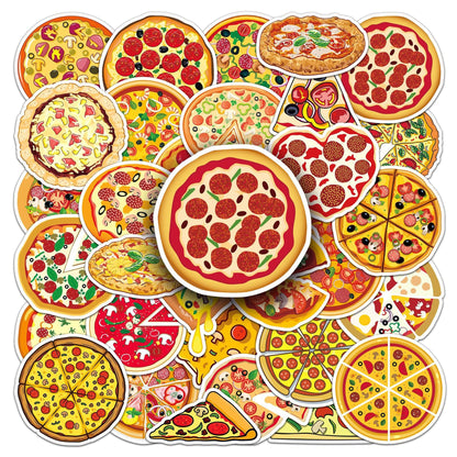 Pizza Stickers Pack, 50PCs, Aesthetic Vinyl Waterproof Decals, Food Stickers for Hydro Flask, Laptop, Water Bottle, Gift Decals for Toddlers, Teens, Girls (Pizza)