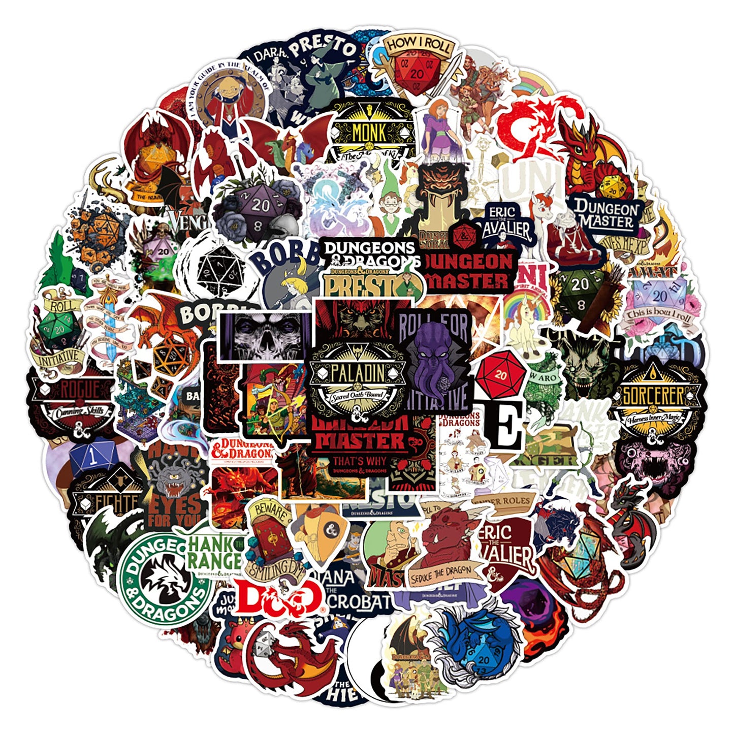 Dungeons and Dragons Stickers- 100Pcs Vinyl Waterproof Stickers for Teens, Gifts for Laptops, Car, Wall, Phone