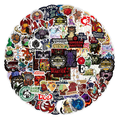 Dungeons and Dragons Stickers- 100Pcs Vinyl Waterproof Stickers for Teens, Gifts for Laptops, Car, Wall, Phone