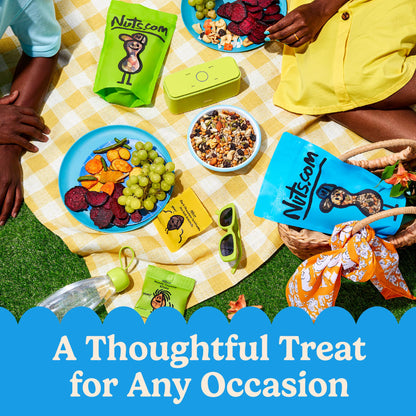 Nuts.com - Nuts and Dried Fruits Snack Box – Gourmet Mix Assortment for Father's Day & Festive Gifts – Package Includes Mixed Nuts, Dried Apricots & Fruits, Trail Mix, Heat Mix and Apple Pie Crunch