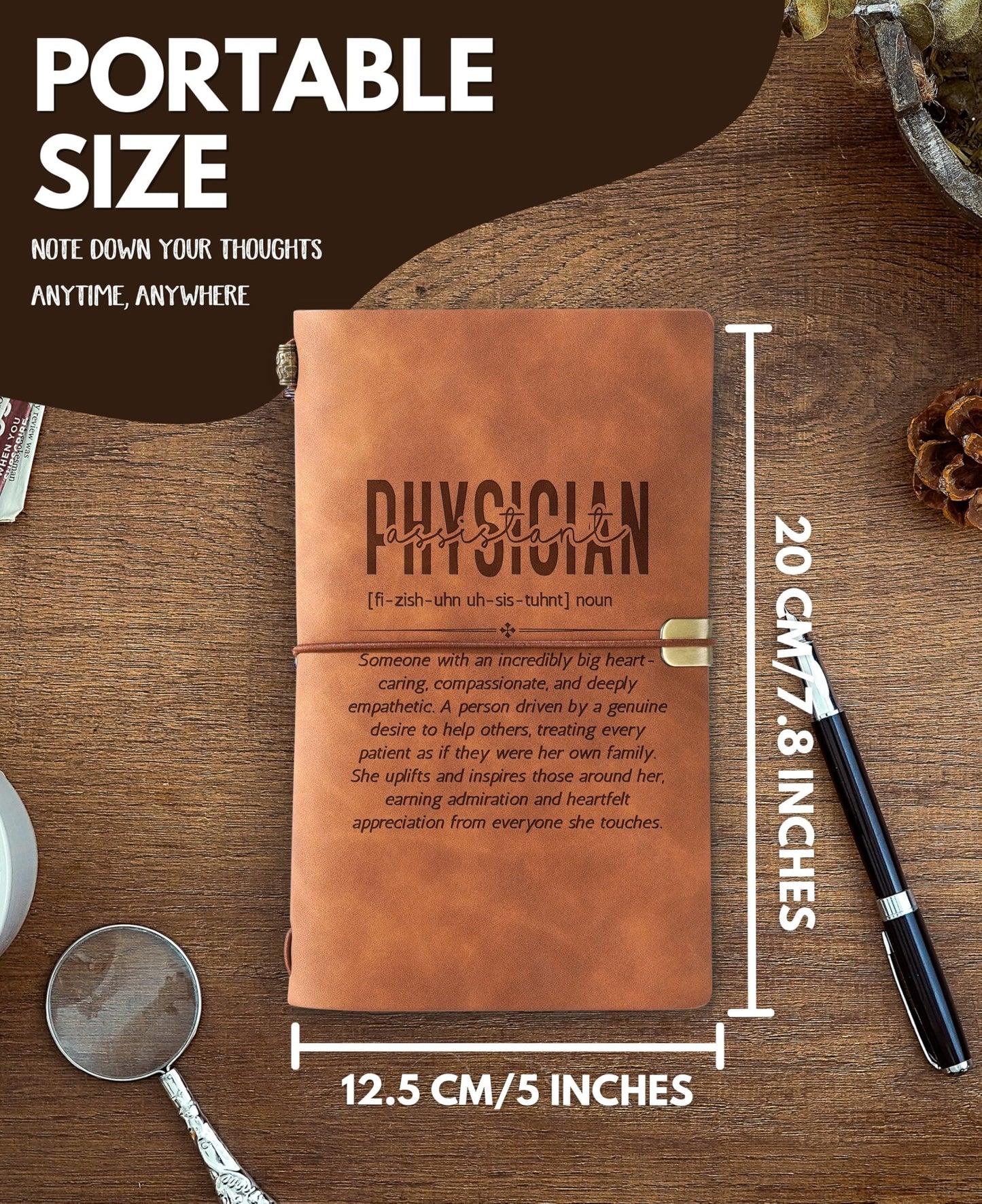 InnoBeta Physician Assistant Gifts, Journal Pen Set for Women Men on Physician Assistant Week, Birthday, Christmas, Unique Notebook, Sketchbook, Travel Diary, Lined Planner, 7.8x5 Inches, Brown