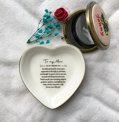 Ceramic Ring Dish, Mother of The Bride Gift for Mom from Bride Wedding Favor, Daughter Bridal Shower Gifts