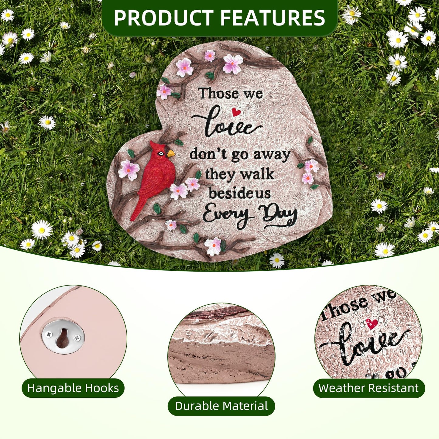 Sympathy Gifts for Loss of Loved One, Memorial Garden Stones in Memory of Loved One Gifts, Condolence Bereavement Gift for Garden, Outside, or Home Decor (10 inch)