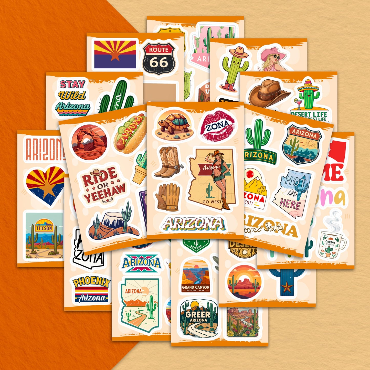 100Pcs Arizona Stickers Small for Water Bottle, Laptops, for Luggage - Arizona Gifts and Souvenirs, Party Supplies - Gift for Women & Men