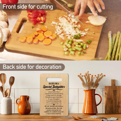 Gifts for Babysitter, Recipe for a Special Babysitter Bamboo Cutting Board Gifts, Appreciation Thank You Gifts for Best Babysitter, Birthday Christmas Gifts, Home Kitchen Decorations -11