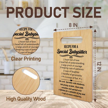 Gifts for Babysitter, Recipe for a Special Babysitter Bamboo Cutting Board Gifts, Appreciation Thank You Gifts for Best Babysitter, Birthday Christmas Gifts, Home Kitchen Decorations -11