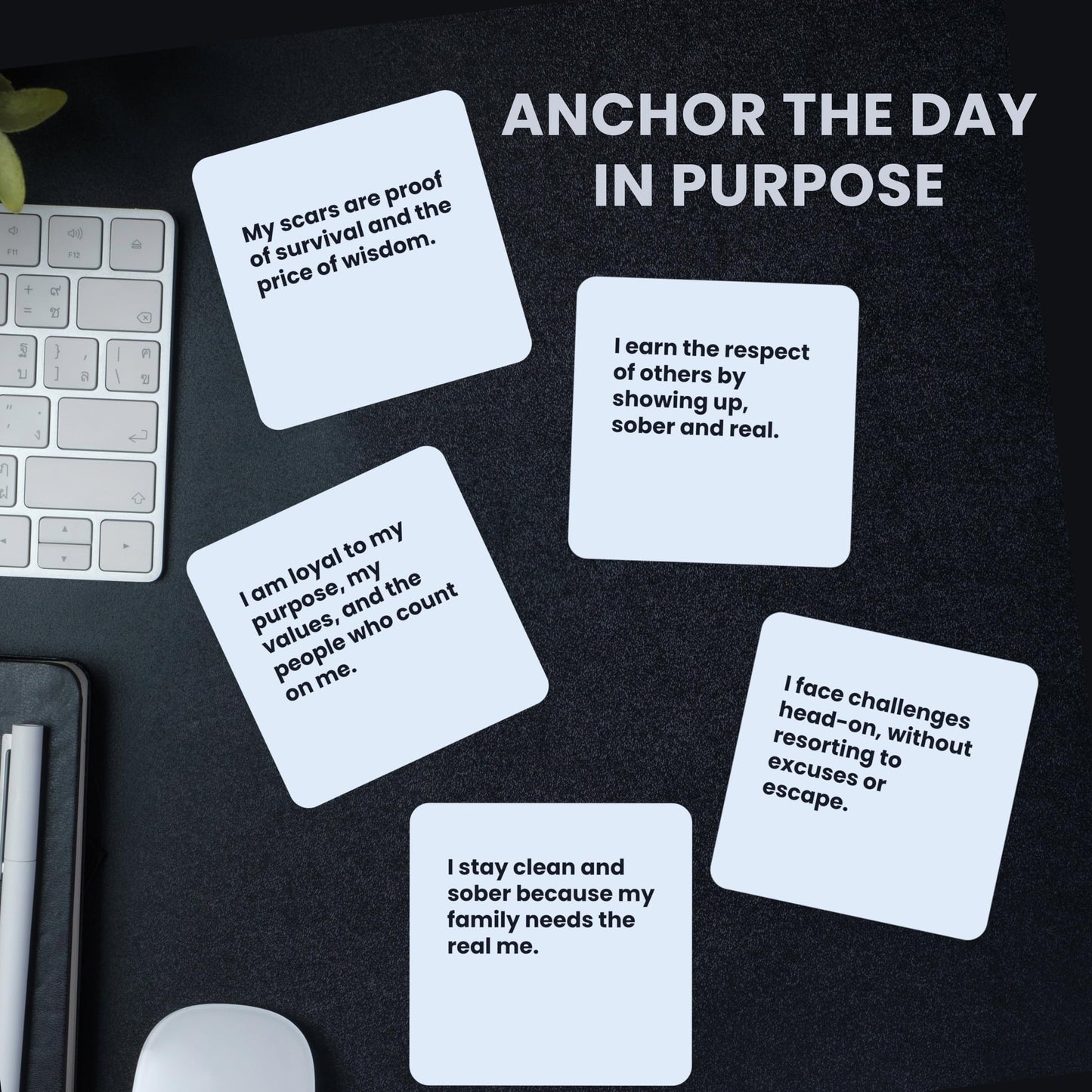 Touchstone Sobriety Affirmation Cards – 50 Daily Affirmation Cards with Display Stand & Magnetic Gift Box, Sobriety Gifts for Men, Addiction Recovery Gifts, 1 Year Sober Gift Ideas
