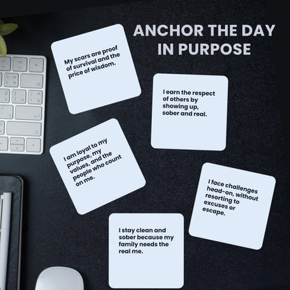 Touchstone Sobriety Affirmation Cards – 50 Daily Affirmation Cards with Display Stand & Magnetic Gift Box, Sobriety Gifts for Men, Addiction Recovery Gifts, 1 Year Sober Gift Ideas