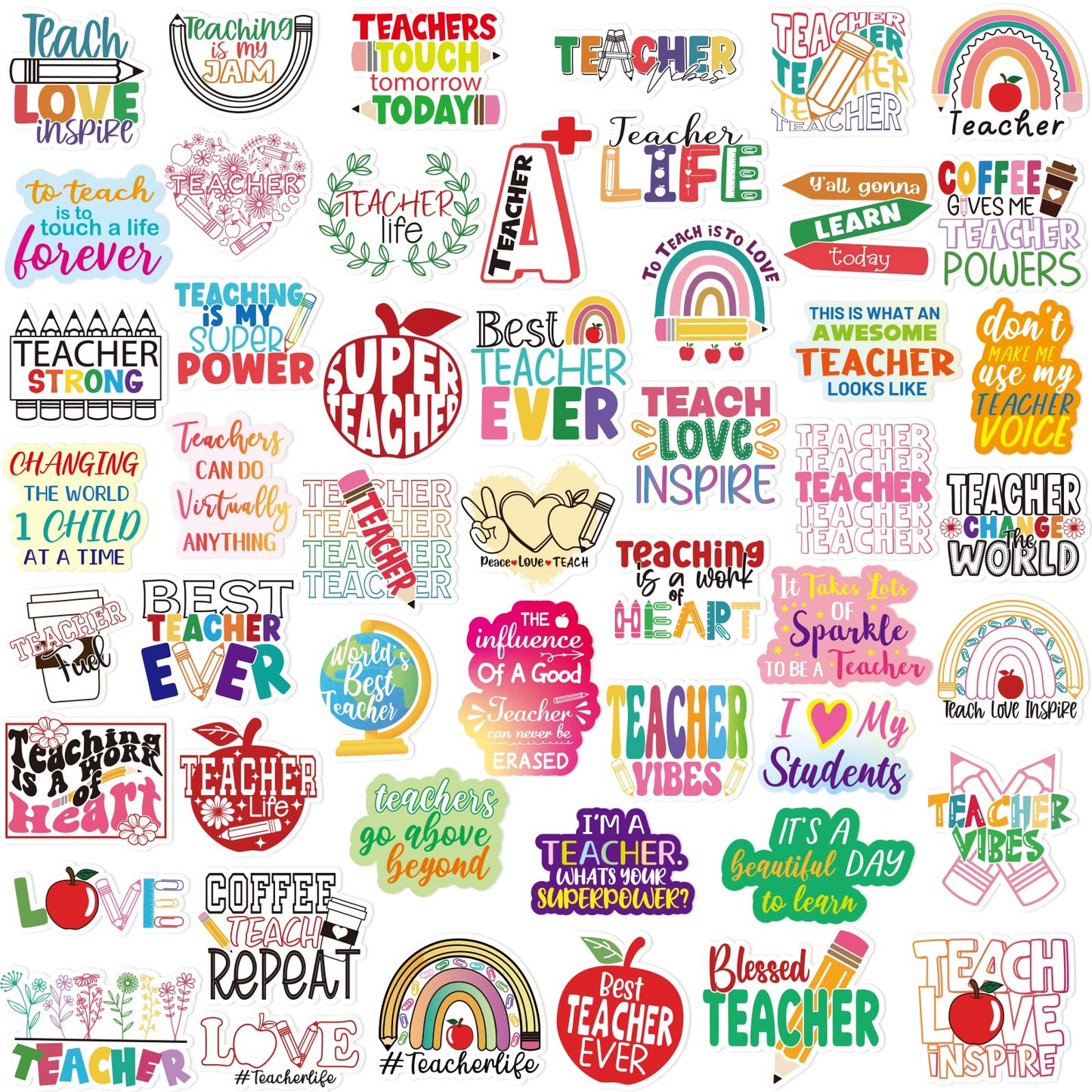 Fancy Land Teacher Stickers Vinyl Waterproof Teacher Appreciation Gifts for Laptop Water Bottle Back to School Supplies 100Pcs