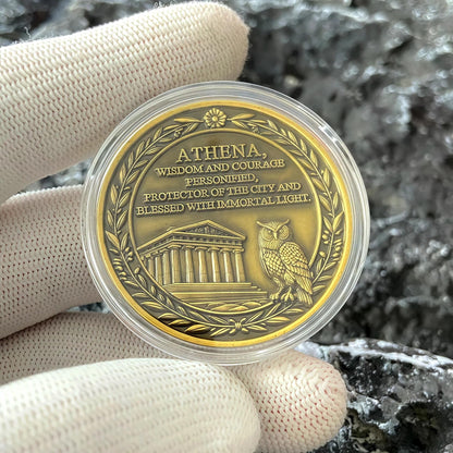 Athena Challenge Coin - Goddess of Wisdom & War Commemorative Medallion, Ancient Greek Design, Protector of The City, Inspirational Gift for Collectors