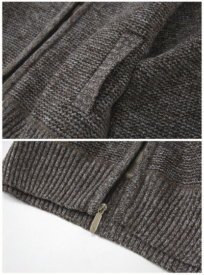 Gioberti Men's Knitted Regular Fit Full Zip Cardigan Sweater with Soft Brushed Flannel Lining