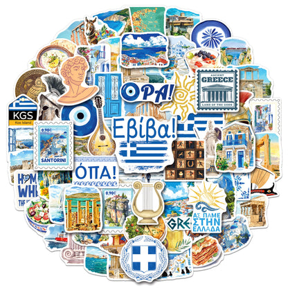 YTSQLER 200 PCS Greece Stickers, Greece Travel Souvenirs Stickers for Laptop Water Bottle Luggage, Ancient Athens Greek Decor Decals for Adults Teens Women Men