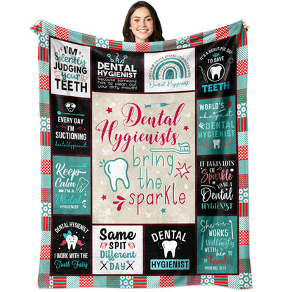 ZWERIVP Dental Hygienist Gifts for Women, Gifts for Dental Hygienist, Dental Hygiene Present, Dental hygien Birthday Present for Women, Dental Hygienet Appreciation Throw Blanket 60"X50"