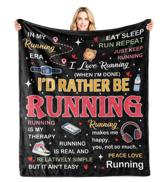 Gifts for Runners Women/Men Blanket, Cross Country Gifts, Marathon Runner Gifts, Cool Running Accessories Throw, Track and Field Gifts 60"X50"