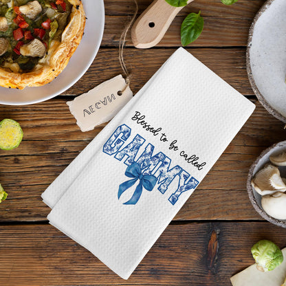Gammy Gammie Gifts Gift for Grandma from Grandkids, Mothers Day for Grandma, Blessed to be Called Gammy Chinoiserie Kitchen Dish Hand Tea Towels for Bathroom, 16x24 Inch