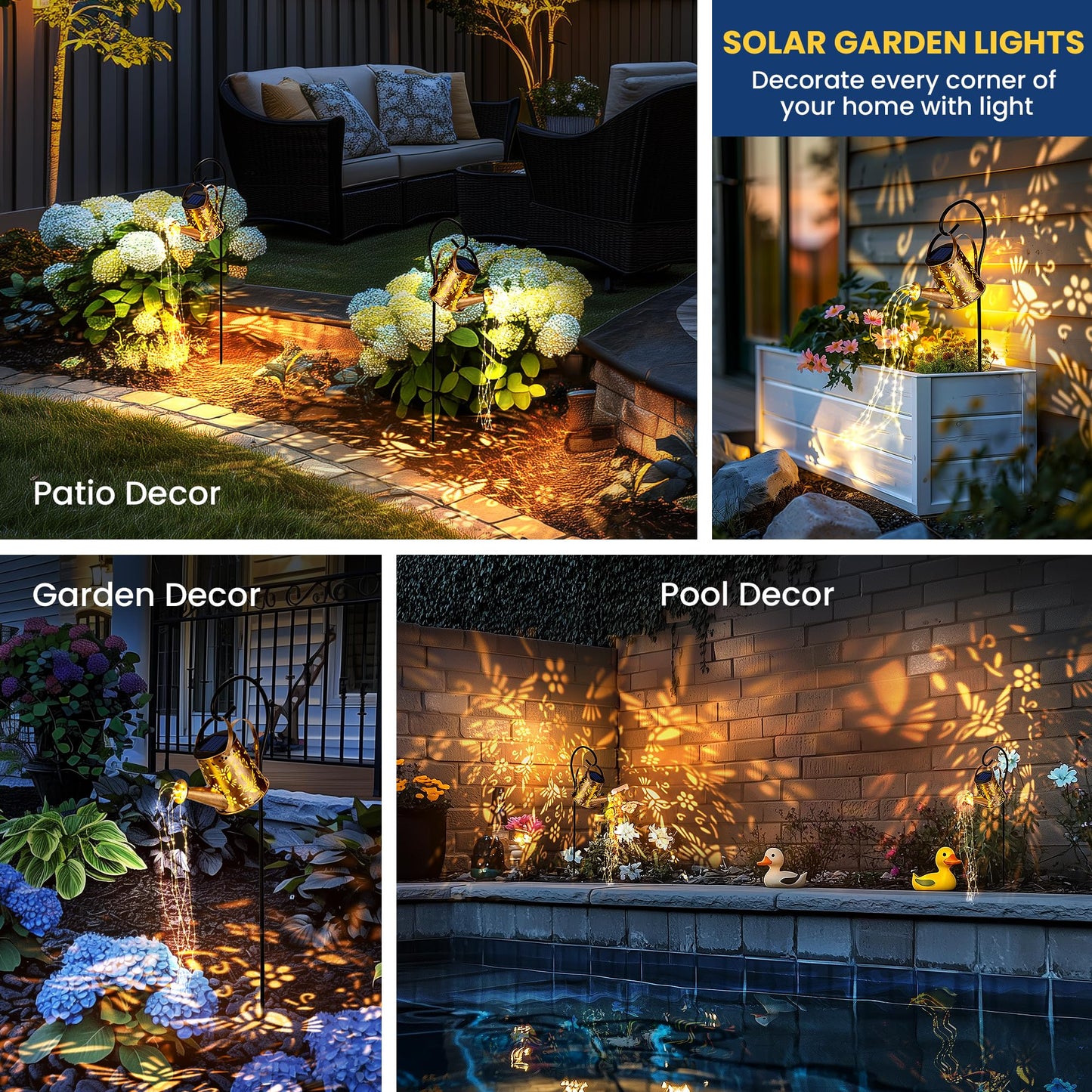 Solar Watering Can Lights, Waterproof Garden Solar Outdoor Decorative Lights, Metal Hanging Lights for Patio Yard Backyard, Gardening Birthday Gifts for Mom Grandma Women