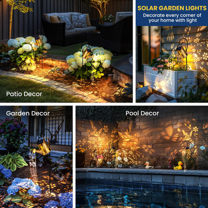 Solar Watering Can Lights, Waterproof Garden Solar Outdoor Decorative Lights, Metal Hanging Lights for Patio Yard Backyard, Gardening Birthday Gifts for Mom Grandma Women