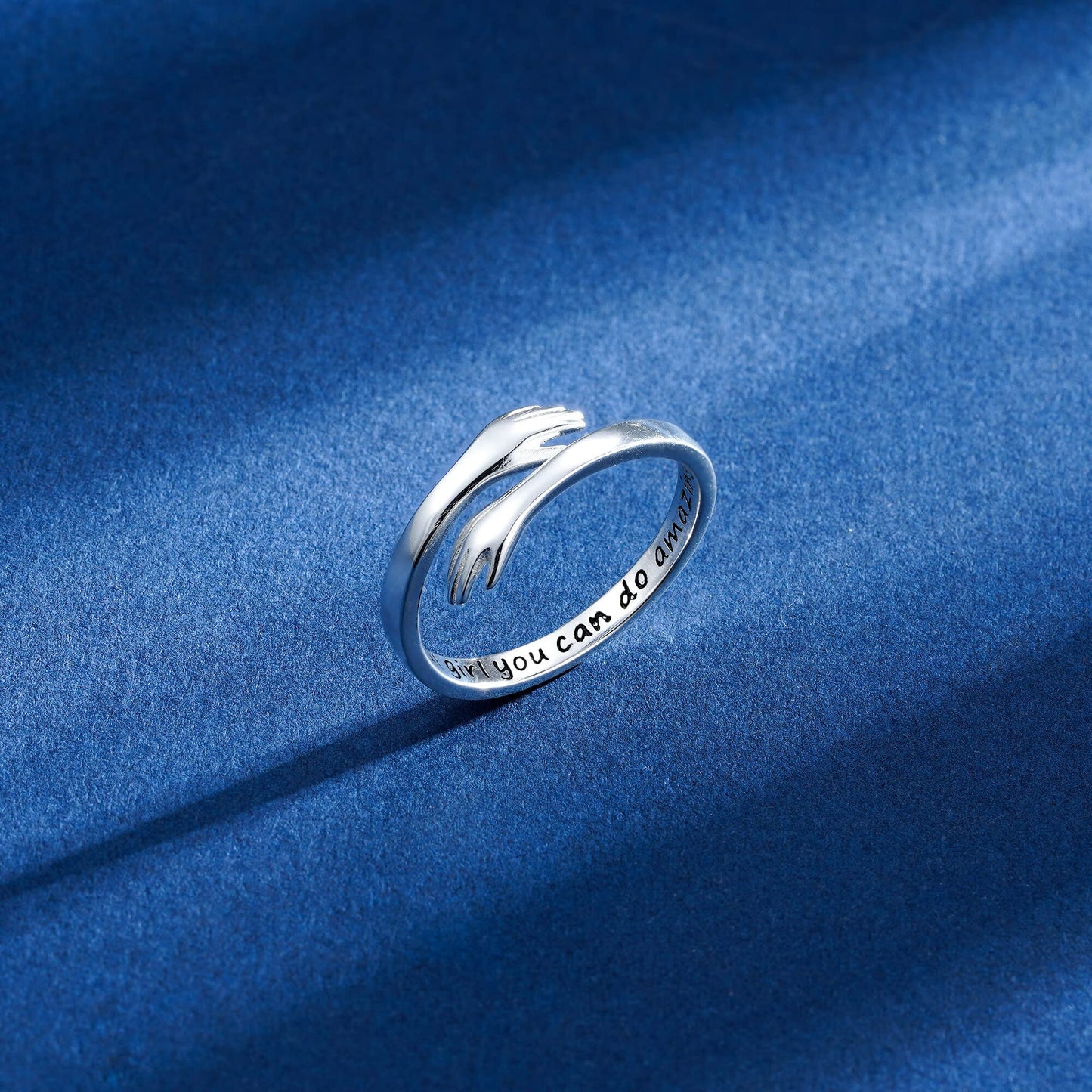 Yesteel Mothers Day Gifts - S925 Sterling Silver Hug Ring for Women Teen Girls, Adjustable Ring Jewelry Mothers Day Birthday Gifts for Daughters Mom Sister Wife Friends Grandma