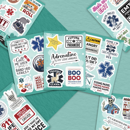 100Pcs Emergency Medical Technician Stickers for Water Bottle - Funny EMT Stickers and Decals - EMT Gifts, Party Decorations - Gift for Women & Men