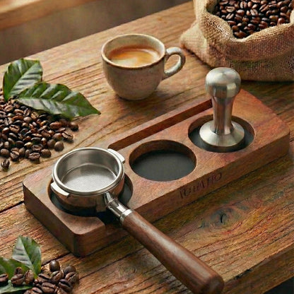 51-58 mm Compact Espresso Tamping Mat - Wooden Coffee Tamping Station - Gift for Espresso Lovers, Accessories for Baristas