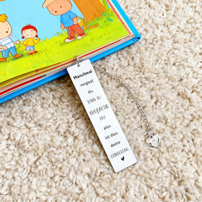 Inspirational German Bookmark with Heart Charm - You are Awesome Reminder - Stainless Steel Gifts for Women, Best Friend, German Speaker, Graduation - Includes Gift Box