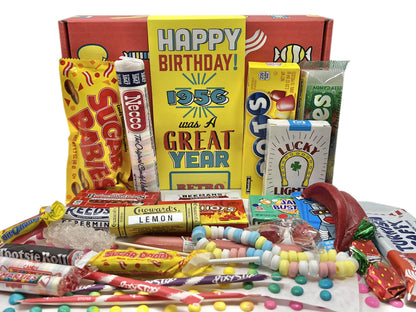 RETRO CANDY YUM ~ 1956 70th Birthday Gift Box Nostalgic Mix from Childhood for 70 Year Old Man or Woman Born 1956 Jr