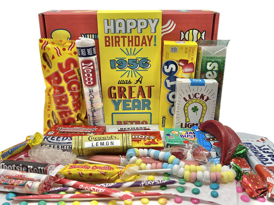 RETRO CANDY YUM ~ 1956 70th Birthday Gift Box Nostalgic Mix from Childhood for 70 Year Old Man or Woman Born 1956 Jr