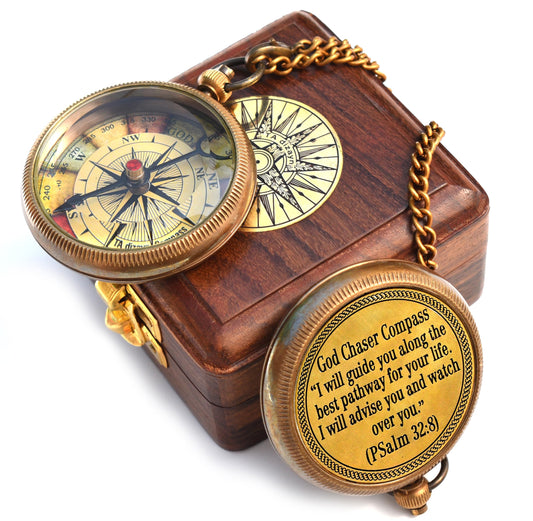 Be Strong and Courageous, Joshua 1:9, Solid Brass Directional Engraved Compass, Baptism Gifts for Boys Girls, First Communion, Christian Gifts for Men, First Confirmation Gifts for Boys