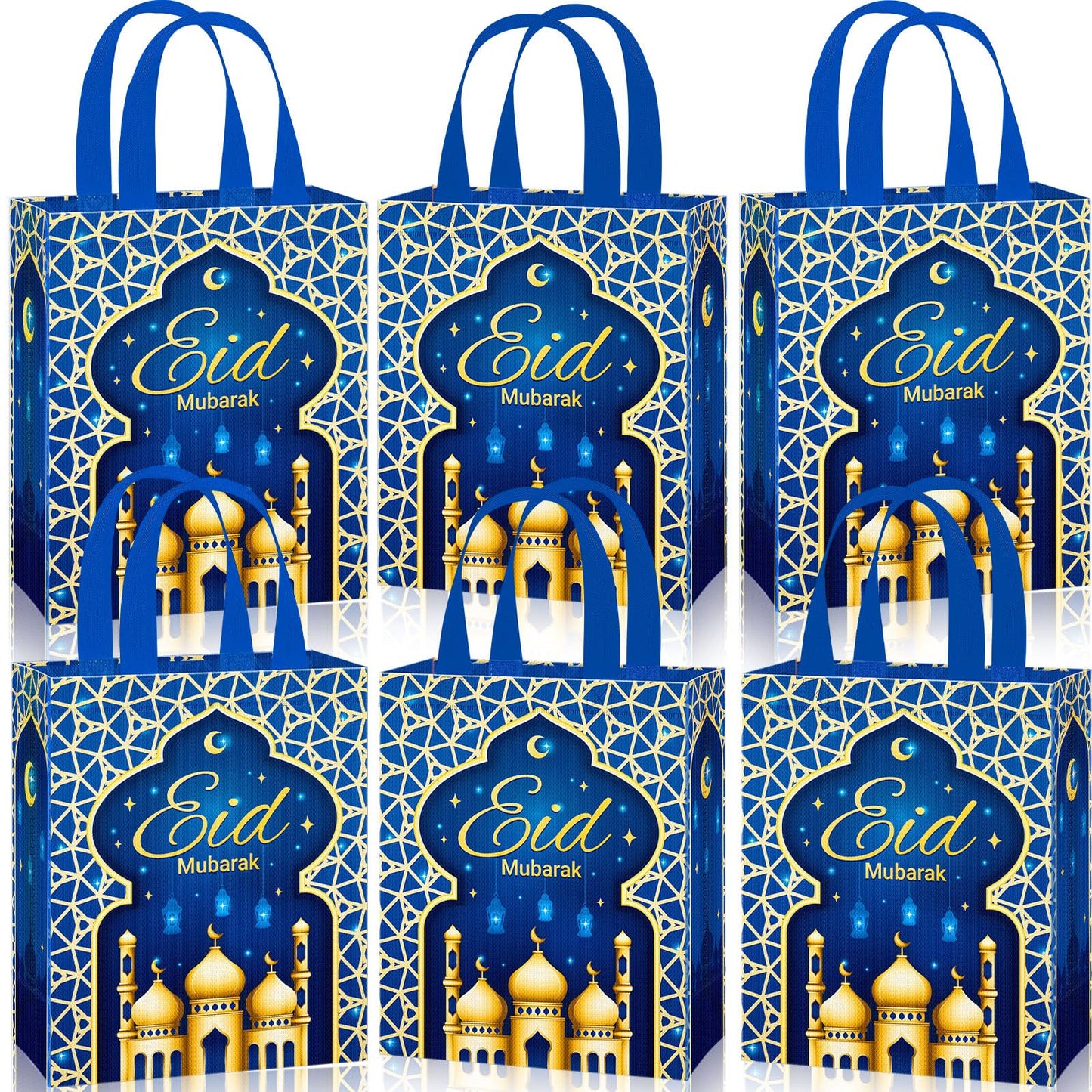 Eid Gift Bag with Handles Reusable Mubarak Treat Bag Non Woven Tote Bags for Ramadan Eid