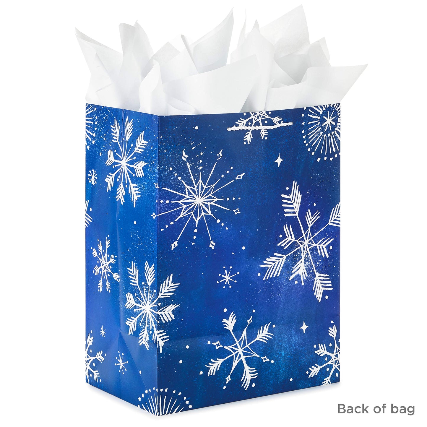 Hallmark 17" Extra Large Blue Gift Bags with Tissue Paper (3 Gift Bags: Starry Snowflakes on Navy) for Winter Weddings, Birthdays, Housewarming Gifts