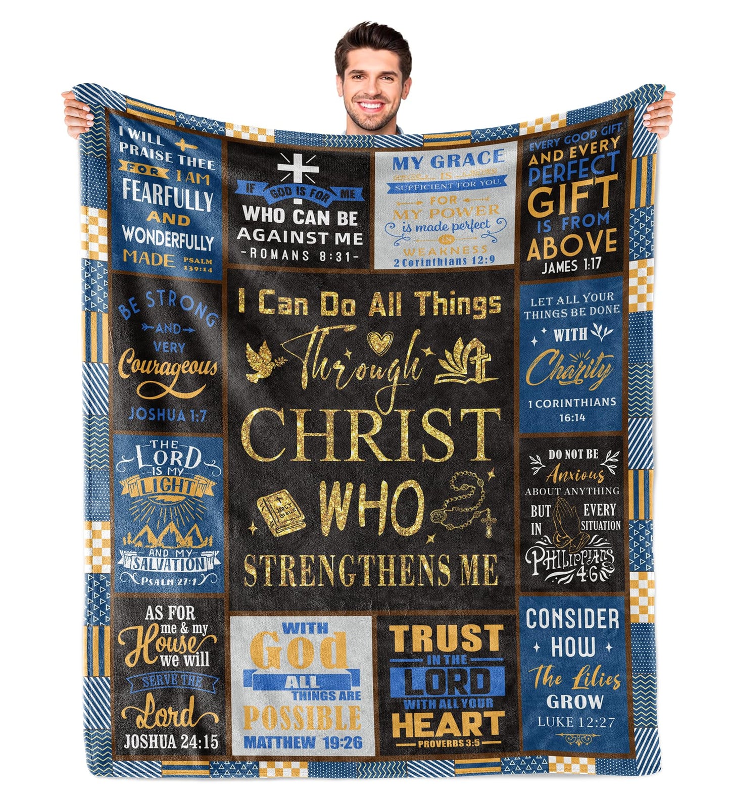 Christian Gifts for Men, Christian Gifts, Baptism Gifts for Boys, Religious Gifts for Men, Confirmation Gifts for Teenage Boys, Bible Catholic Gifts Blanket 60"X50"