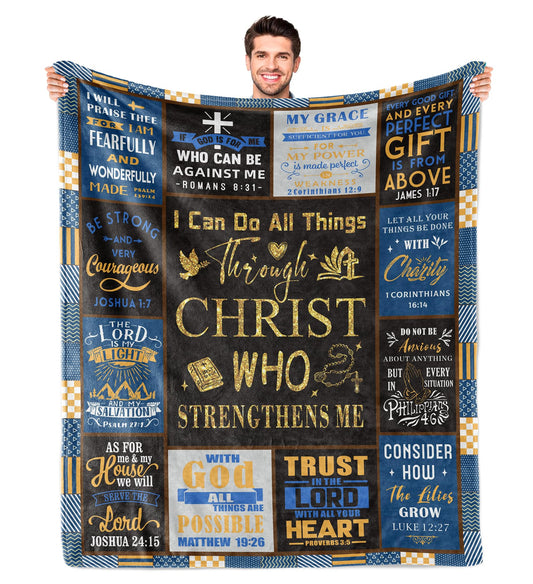 Christian Gifts for Men, Christian Gifts, Baptism Gifts for Boys, Religious Gifts for Men, Confirmation Gifts for Teenage Boys, Bible Catholic Gifts Blanket 60"X50"