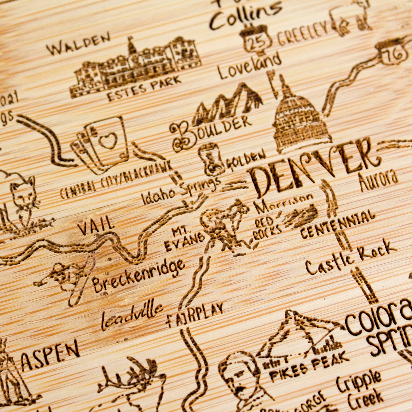Totally Bamboo A Slice of Life Colorado State Serving and Cutting Board, 11" x 8.75"
