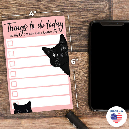 Funny Black Cat Lover Small to Do List Sticky Notes, Pink | Things to Do Today | Humor Notebook Notepad Note Card for Women Gift| 50 Pages 4x6 by DAILY RITMO