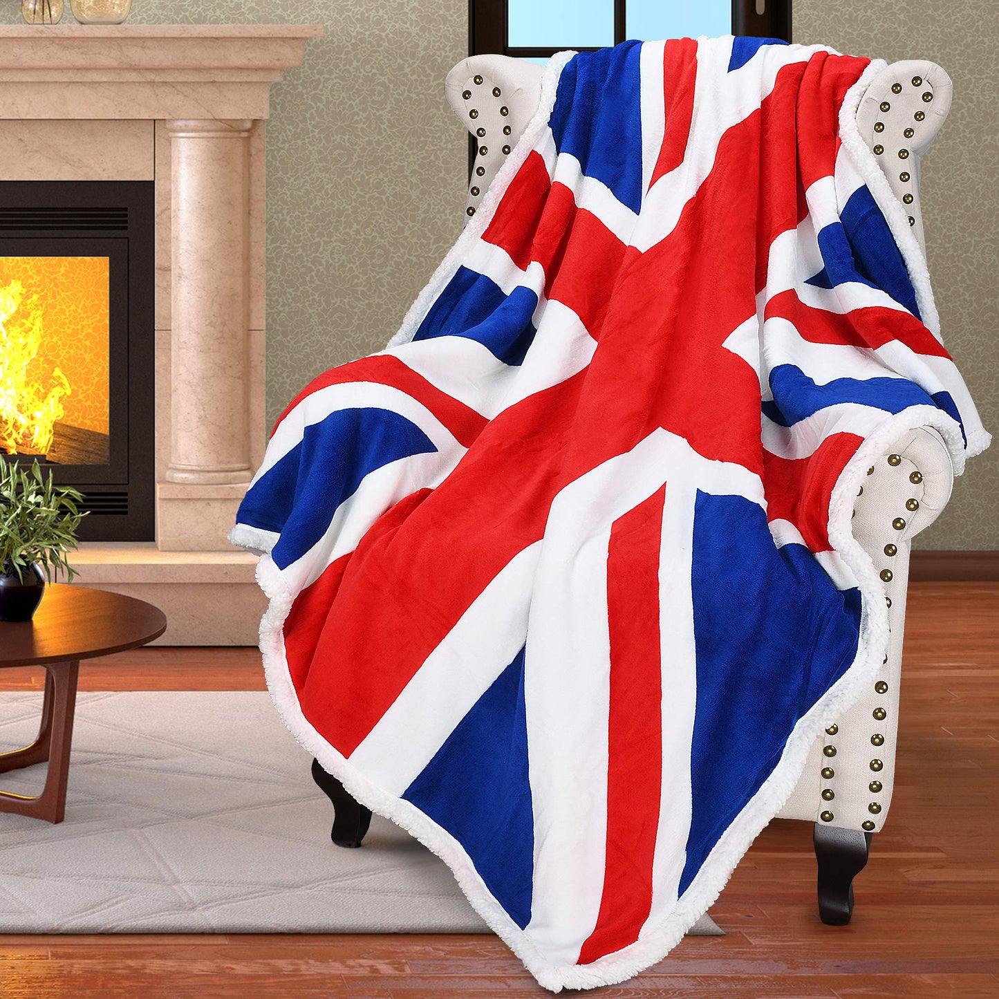 Catalonia Union Jack Blanket, British Flag Throw Blanket, England UK Gifts, Soft Cozy Fleece Blanket for Home, Sofa, Bed, British Gift for Men, Women, Kids, 50X60 inch