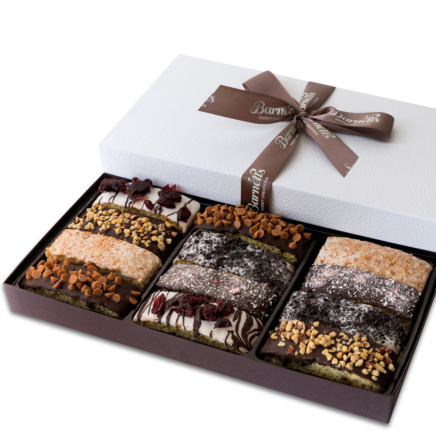 Barnetts Fathers Day 12 Chocolate Biscotti Gift Box, Gourmet Cookie Gifts Basket for Him and Her, Food Delivery, Fancy Cookies Candy Box Baskets Ideas for Men, Dad, Father, Grandfather, Husband, Brother, Son, Grandson,