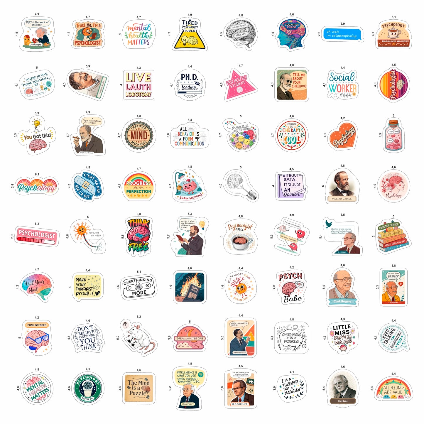 100Pcs Psychology Stickers for Laptop, for Water Botttle - Funny Psychologist Stickers for Therapist - Psychology Party Supplies - Gift for Women & Men