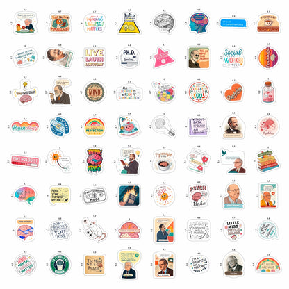 100Pcs Psychology Stickers for Laptop, for Water Botttle - Funny Psychologist Stickers for Therapist - Psychology Party Supplies - Gift for Women & Men
