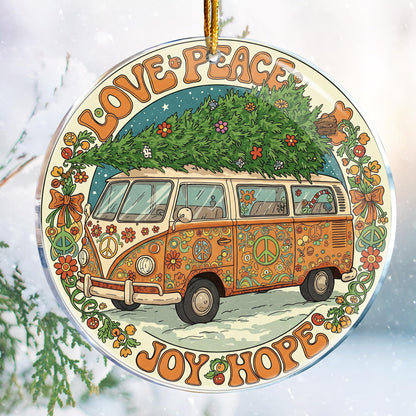 Love Peace Joy Hope 1 - Peace Hippie for Women Boho Decor Family Friend - Christmas Ornaments - Christmas Decorations - 3.6 in Acrylic - Funny Gag Gifts - Stocking Stuffers