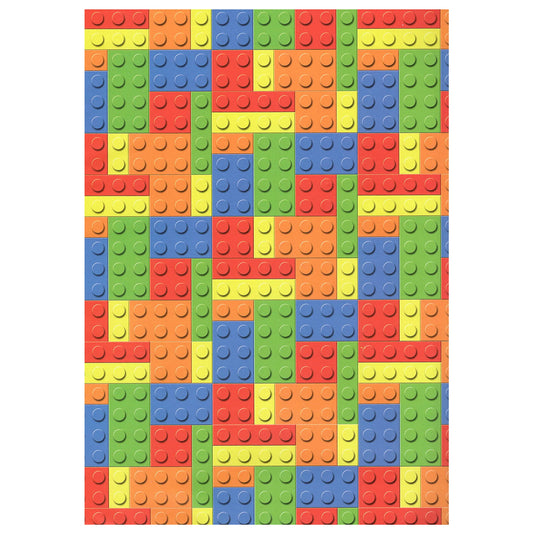 arkamii Premium Wrapping Paper Set of 4 Sheets Size 34 x 25 Inch Colored Building Bricks Gift Wrap (18-8372)