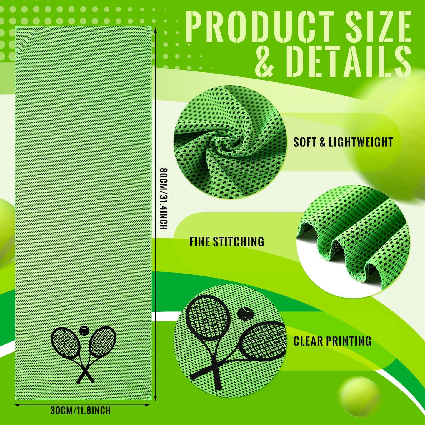 HunnmingRe 12 Count Cooling Towel Tennis Breathable Chilly Towel 32'' x 12'' Soft Tennis Ice Neck Wrap Workout Sweat Washcloths for Sports Gym Microfiber Dishcloths for Coach Gifts